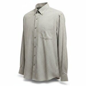 Port Authority Men’s Button Down Shirt XL Gray White Gingham Front Pocket